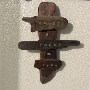 Driftwood Wall Sign - Brown with Green Lettering